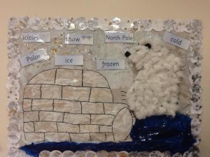 Igloo display the children have made for our Winter theme